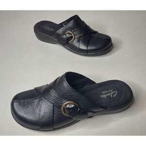 Clarks Artisan Black Leather Comfort Clogs Size 7
